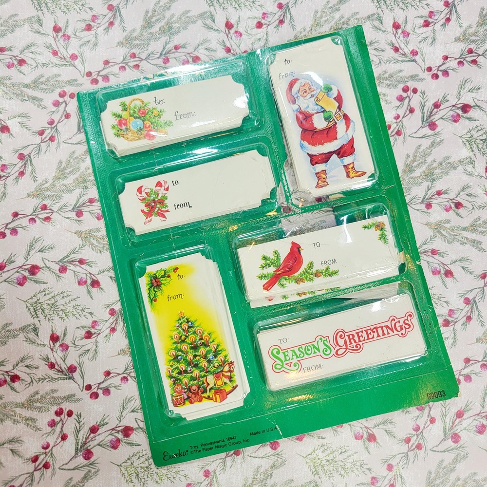 Vintage '70s 80s Christmas gift tags lot of 65 in original package Cleo